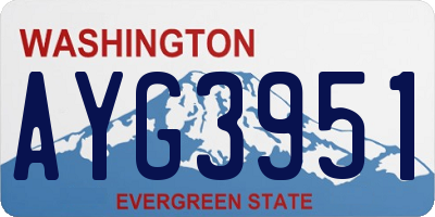 WA license plate AYG3951