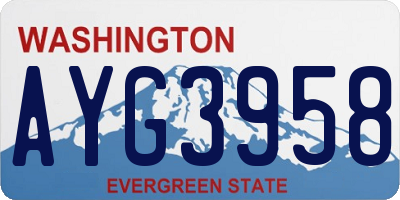 WA license plate AYG3958