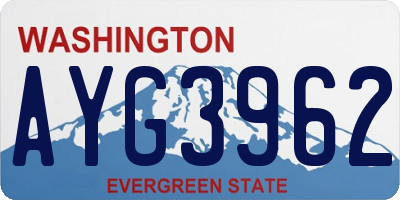 WA license plate AYG3962