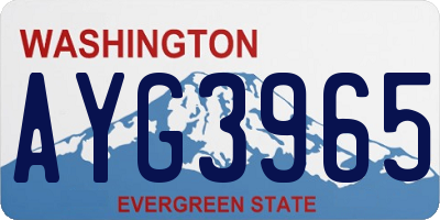 WA license plate AYG3965
