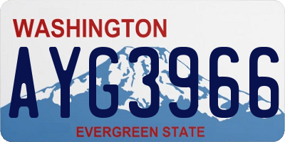 WA license plate AYG3966