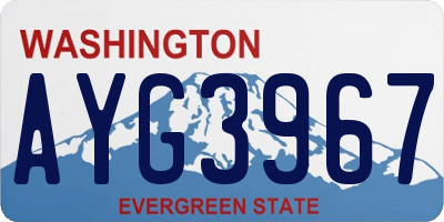WA license plate AYG3967