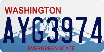 WA license plate AYG3974