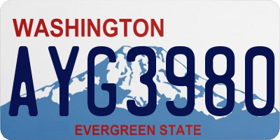 WA license plate AYG3980