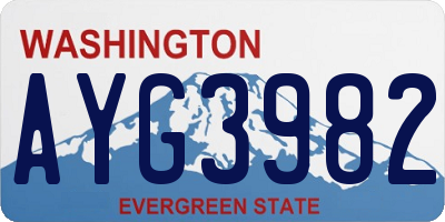 WA license plate AYG3982