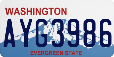 WA license plate AYG3986