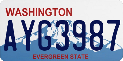 WA license plate AYG3987