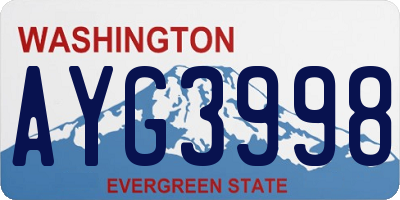 WA license plate AYG3998
