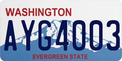 WA license plate AYG4003