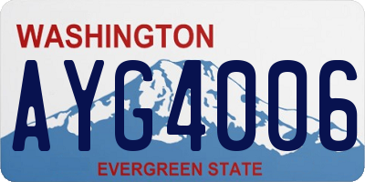 WA license plate AYG4006