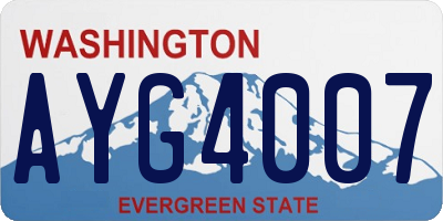 WA license plate AYG4007