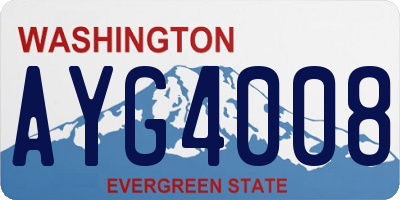 WA license plate AYG4008