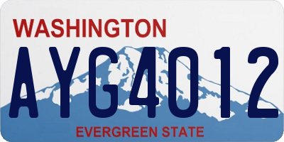 WA license plate AYG4012