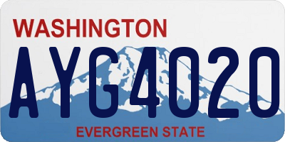 WA license plate AYG4020