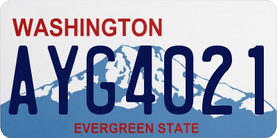 WA license plate AYG4021