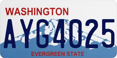 WA license plate AYG4025