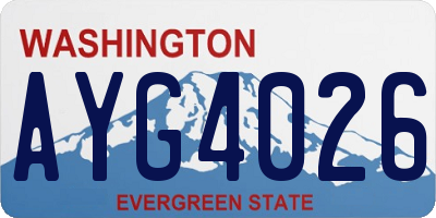 WA license plate AYG4026