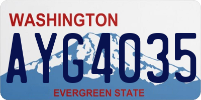 WA license plate AYG4035