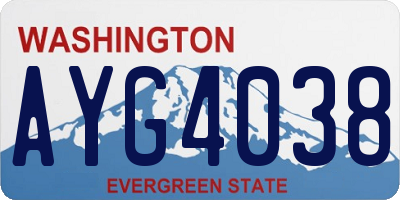 WA license plate AYG4038