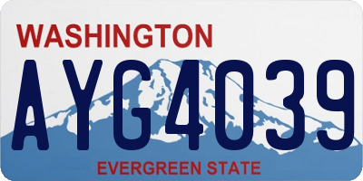 WA license plate AYG4039