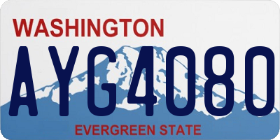 WA license plate AYG4080