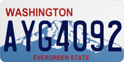 WA license plate AYG4092