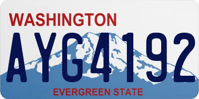 WA license plate AYG4192