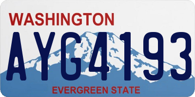 WA license plate AYG4193