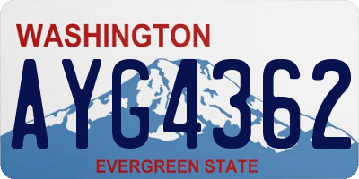 WA license plate AYG4362