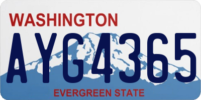 WA license plate AYG4365