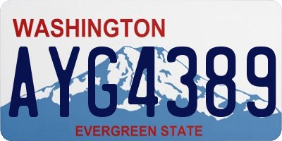 WA license plate AYG4389