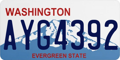 WA license plate AYG4392