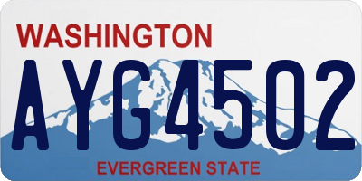 WA license plate AYG4502