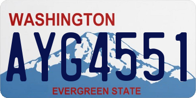 WA license plate AYG4551