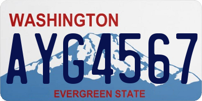 WA license plate AYG4567