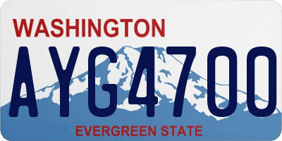 WA license plate AYG4700