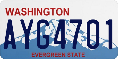 WA license plate AYG4701
