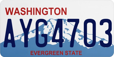 WA license plate AYG4703