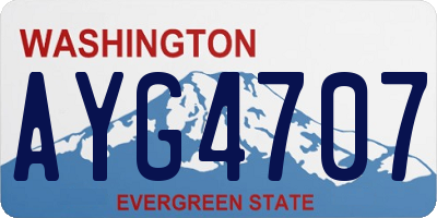 WA license plate AYG4707