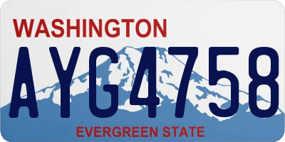 WA license plate AYG4758