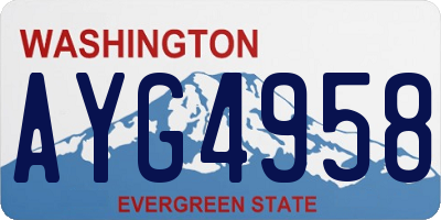 WA license plate AYG4958