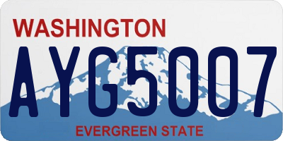 WA license plate AYG5007