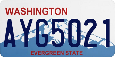 WA license plate AYG5021