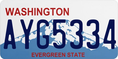 WA license plate AYG5334