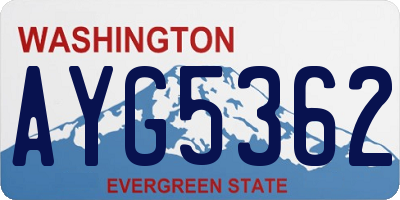 WA license plate AYG5362