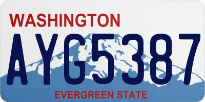 WA license plate AYG5387