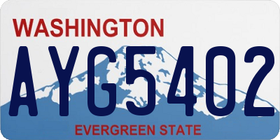WA license plate AYG5402