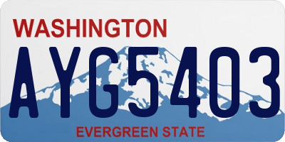 WA license plate AYG5403