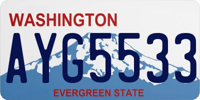 WA license plate AYG5533