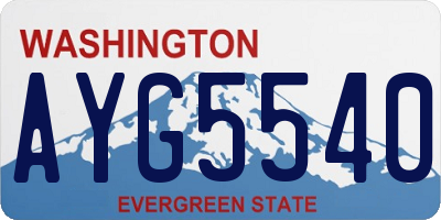 WA license plate AYG5540